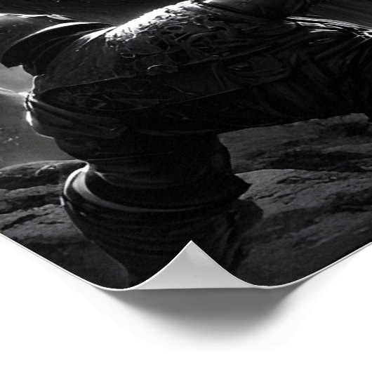 Epic battle scene with medieval warriors under poster (Hoek)