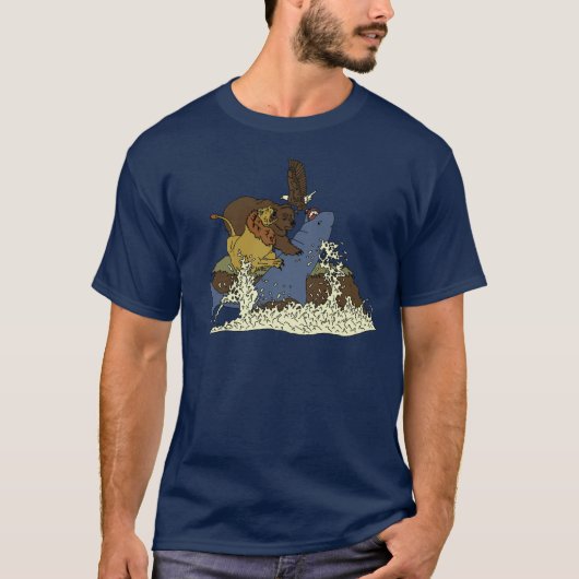 Epic Battle Shark vs Lion vs Beer vs Eagle T-shirt (Voorkant)