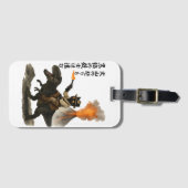 Epic Black Cat Cowboy Riding Dinosaur with Volcano Bagagelabel (Voorkant (horizontaal))