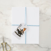 Epic Black Cat Cowboy Riding Dinosaur with Volcano Cadeaulabel (Met Touw)