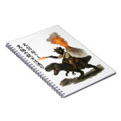 Epic Black Cat Cowboy Riding Dinosaur with Volcano Notitieboek (Rechterzijde)