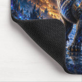 Epic Blue & Gold Celestial Wolf Mouse Pad Muismat (Hoek)