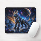 Epic Blue & Gold Celestial Wolf Mouse Pad Muismat (Met muis)