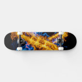 Epic Blue Orange Flame Abstract Magic Energy Persoonlijk Skateboard (Horizontaal)