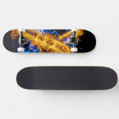 Epic Blue Orange Flame Abstract Magic Energy Persoonlijk Skateboard (Horizontaal)