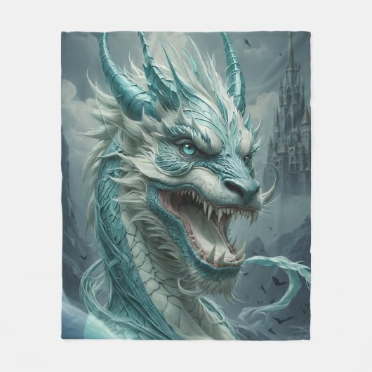 Epic Blue Storm Dragon Fleece Deken (Voorkant)