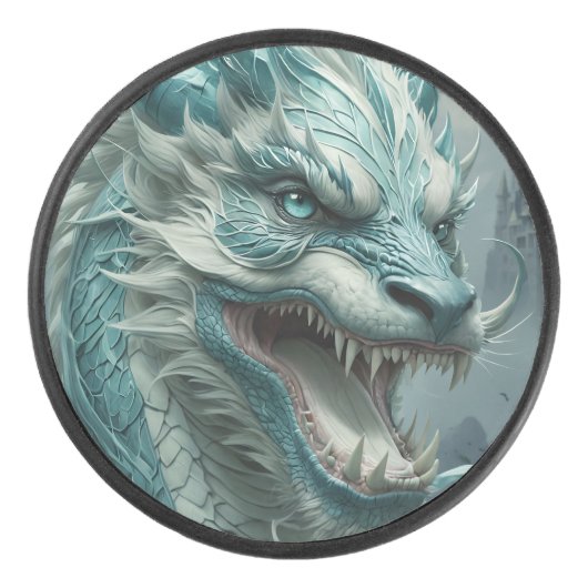 Epic Blue Storm Dragon Hockey Puck (Voorkant)
