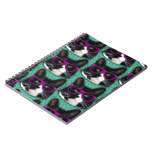 Epic Cat met Glasses Photo Pattern Art Notitieboek (Linkerzijde)