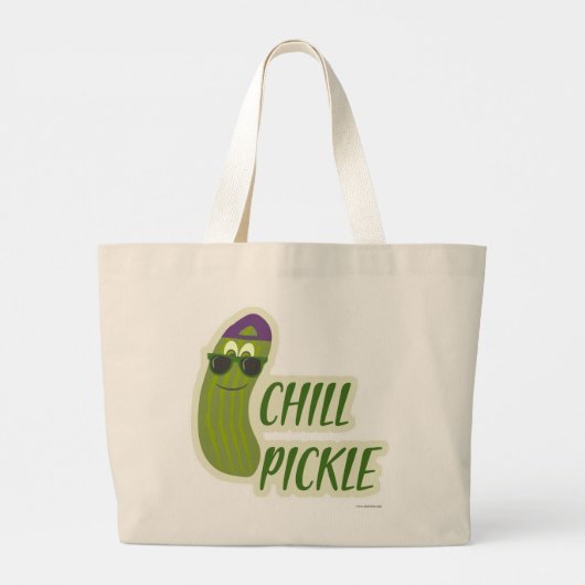 Epic Chill Pickle Funny Cartoon Veggie Character Grote Tote Bag (Achterkant)