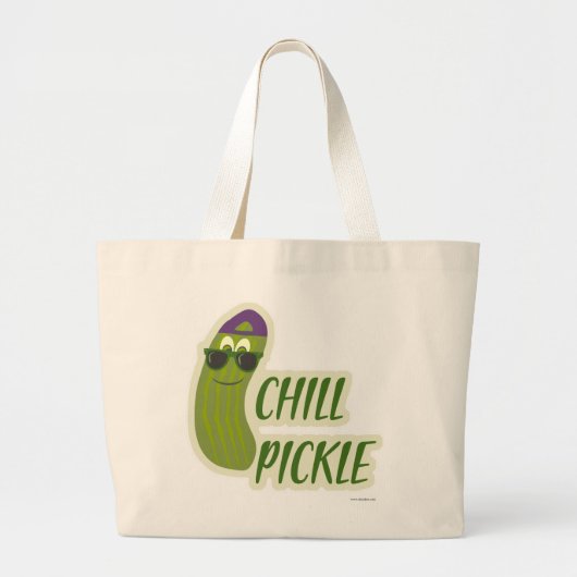 Epic Chill Pickle Funny Cartoon Veggie Character Grote Tote Bag (Voorkant)