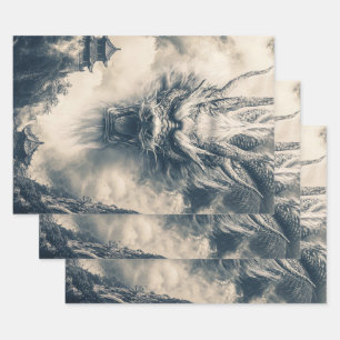 Epic Chinese Dragon Illustratie Inpakpapier Vel