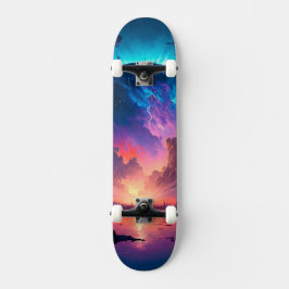 Epic color gevulde sky and planeet in space persoonlijk skateboard