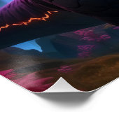 Epic Cosmic Dinosaur Fantasy Levendig landschap Perfect Poster (Hoek)