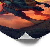 Epic Cowboy Cat Riding Dinosaur | Fantasy Sci-Fi Poster (Hoek)