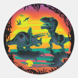 EPIC DINOSAUR BATTLE op Prehistorische dag Ronde Sticker