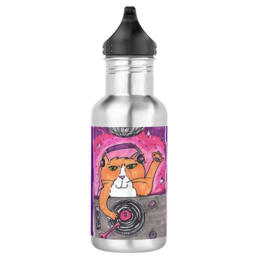 Epic Dj Cat Marker Illustration Cartoon Fun Waterfles (Rechts)