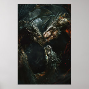 Epic Dragon Battle Fantasy-Poster Poster