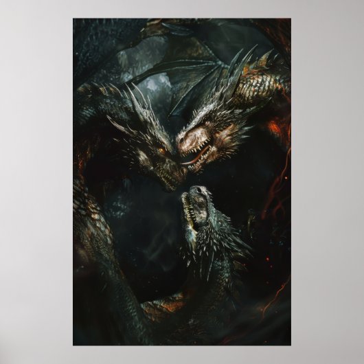 Epic Dragon Battle Fantasy-Poster Poster (Voorkant)