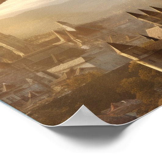 Epic Dragon over het middeleeuwse Poster (Hoek)