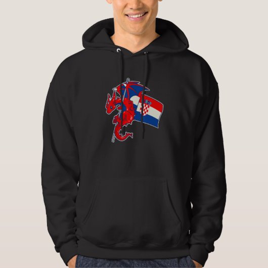 Epic Dragon With Croatia Flag  Croatian Hoodie (Voorkant)