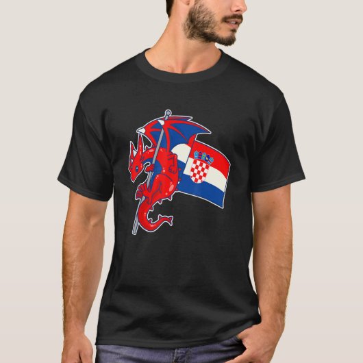 Epic Dragon With Croatia Flag  Croatian T-shirt (Voorkant)