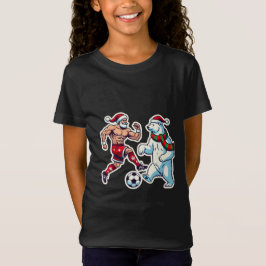 Epic Duel: Santa Claus vs. Polar Bear on the Socce T-shirt