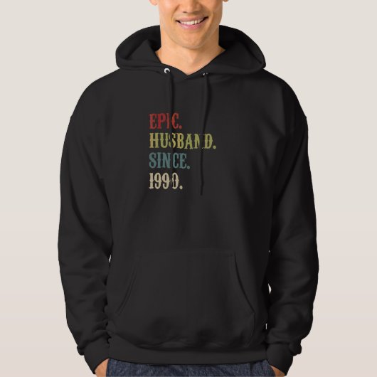 Epic echtgenoot sinds 1990 Retro 32e bruiloft anim Hoodie (Voorkant)