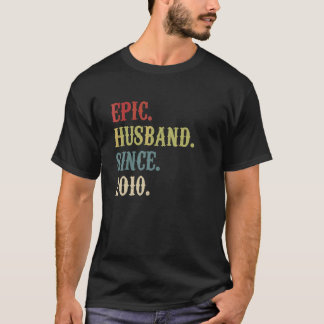Epic echtgenoot sinds 2010 Retro 12e bruiloft anim T-shirt