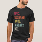 Epic echtgenoot sinds januari 1993 25ste trouwdag t-shirt (Voorkant)