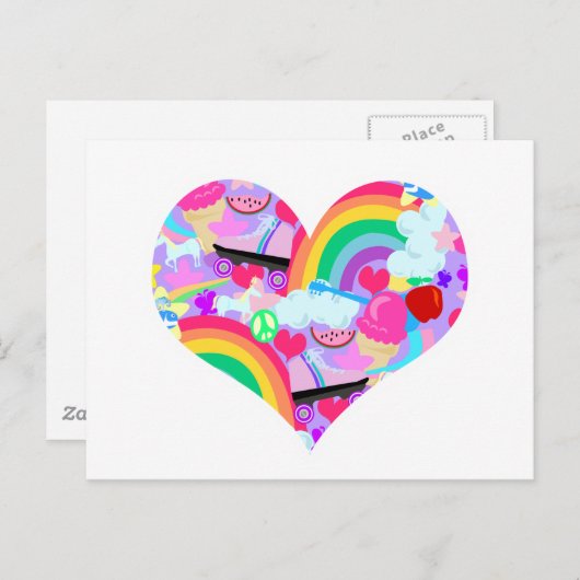 Epic Eighties Explosion Heart Briefkaart (Voorkant / Achterkant)