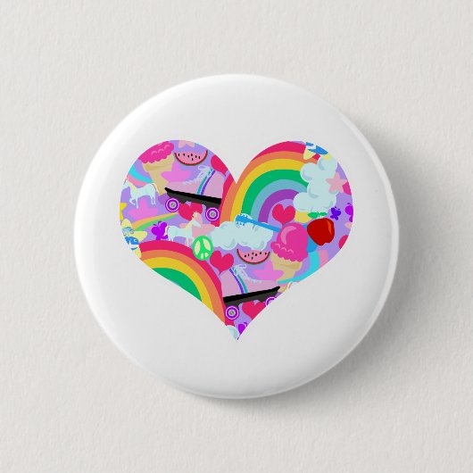 Epic Eighties Explosion Heart Ronde Button 5,7 Cm (Voorkant)