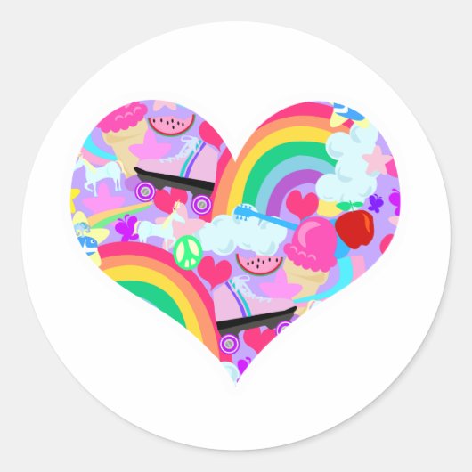 Epic Eighties Explosion Heart Ronde Sticker (Voorkant)