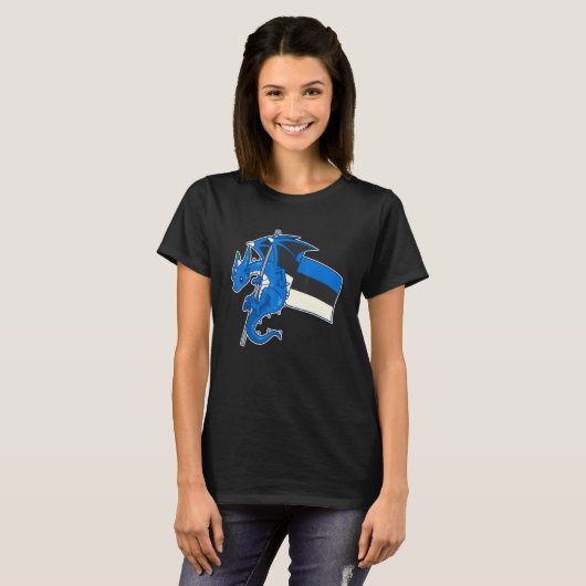Epic Estonian Dragon  Proud Estonia Flag T-shirt (Voorkant volledig)