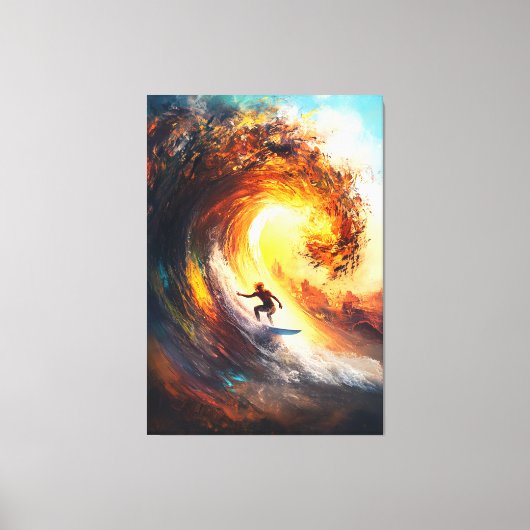 Epic Extreme Wave Surfen - Dynamische sportkunst Canvas Afdruk (Voorkant)