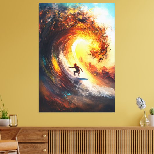 Epic Extreme Wave Surfen - Dynamische sportkunst Canvas Afdruk (Insitu (Woonkamer))