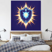 Epic Fantasy Shield with Radiant Energy Burst – Ma Canvas Afdruk (Insitu (Slaapkamer))