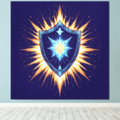 Epic Fantasy Shield with Radiant Energy Burst – Ma Canvas Afdruk (Insitu (Houten vloer))