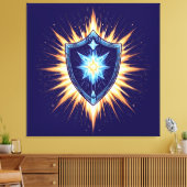 Epic Fantasy Shield with Radiant Energy Burst – Ma Canvas Afdruk (Insitu (Woonkamer))
