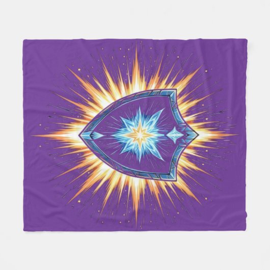 Epic Fantasy Shield with Radiant Energy Burst – Ma Fleece Deken (Voorkant (Horizontaal))