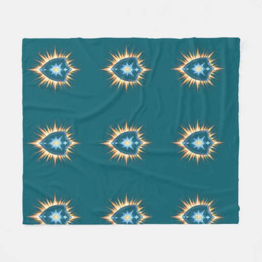 Epic Fantasy Shield with Radiant Energy Burst – Ma Fleece Deken (Voorkant (Horizontaal))