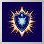 Epic Fantasy Shield with Radiant Energy Burst – Ma Poster (Voorkant)