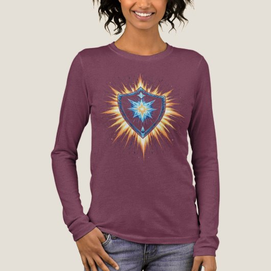 Epic Fantasy Shield with Radiant Energy Burst – Ma Tri-Blend Shirt (Voorkant)