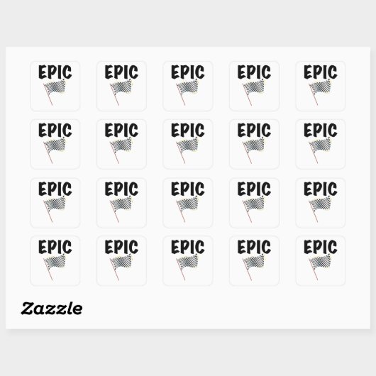 Epic Finish Line Checkered Racing Flag Vierkante Sticker (Vel)