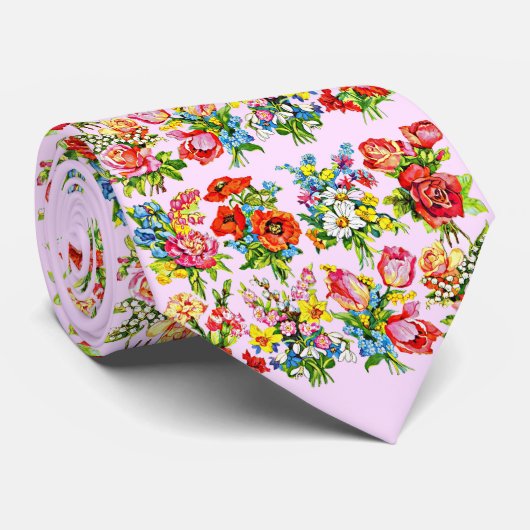 epic floral flower collectie print stropdas (Opgerold)