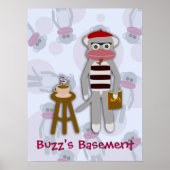 Epic Funny Retro Cool Beatnik Sock Monkey Cartoon Poster (Voorkant)