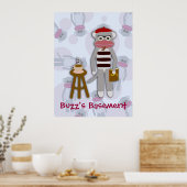 Epic Funny Retro Cool Beatnik Sock Monkey Cartoon Poster (Keuken)