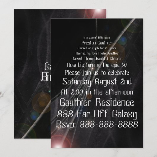 Epic Galactic Geeky Birthday Invitations Kaart (Voorkant / Achterkant)