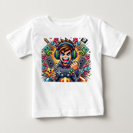 Epic Gamer Boy Cartoon Illustration – Colorful Gam (Voorkant)