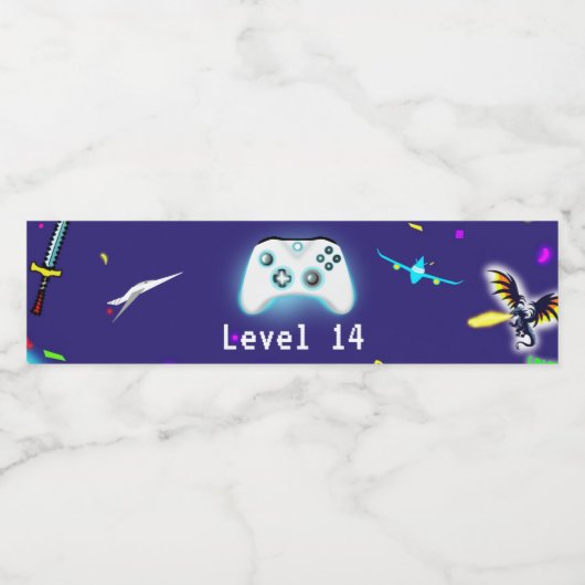 Epic Gamer Happy 14 Birthday Critical Hit! Waterfles Etiket (Enkel label)