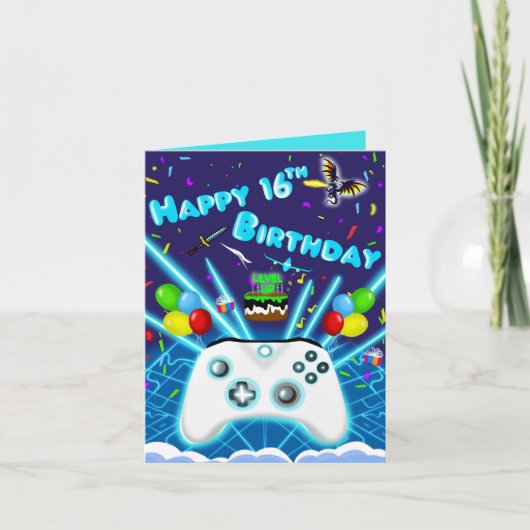 Epic Gamer Happy 16th Birthday Kaart Critical Hit! (Voorkant)